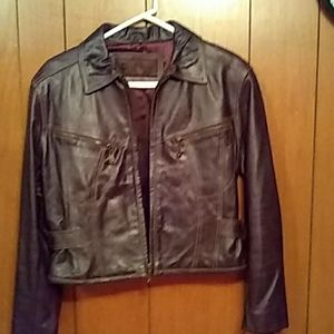 Guess Woman's Brown Leather Jacket Medium